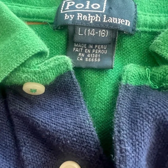 Boys Polo Ralph Lauren Striped Polo Shirt - Green, Orange, and Navy - Picture 5 of 5